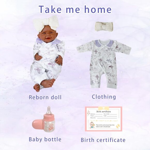 18.5in Full Silicone Reborn tan Baby Girl Dolls Lifelike 6.8LB Weighted Doll - Picture 6 of 6